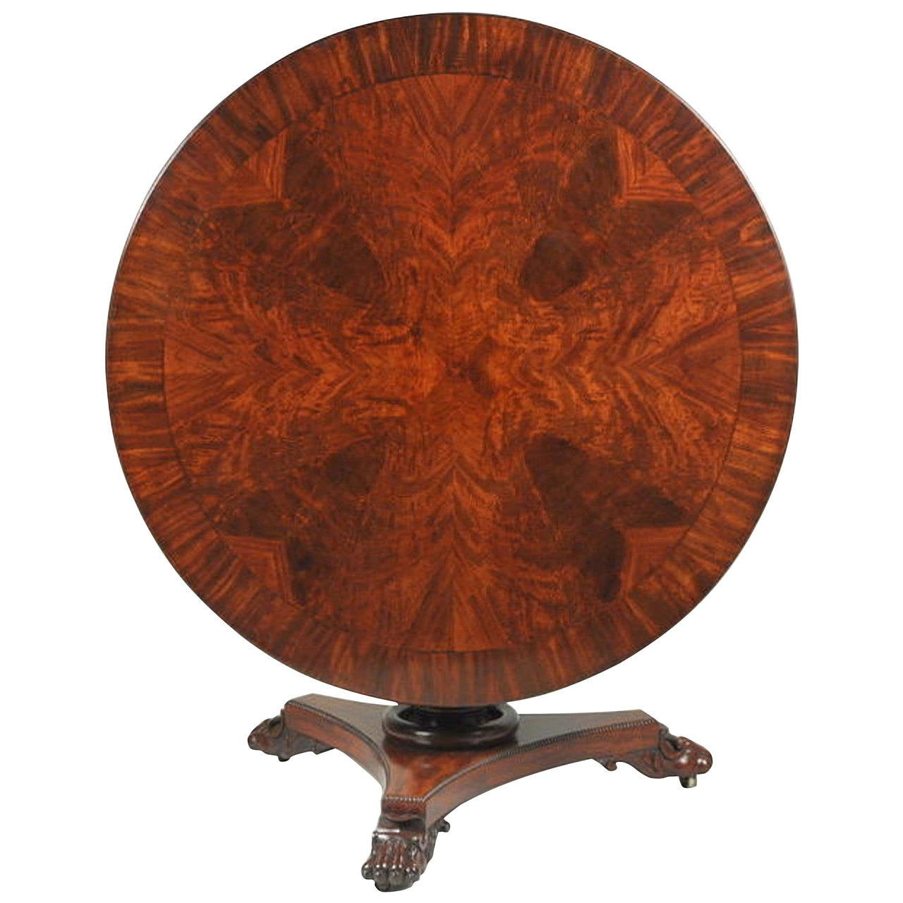 Fine Regency Figured and Carved Mahogany Center Table For Sale