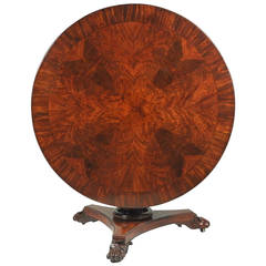 Fine Regency Figured and Carved Mahogany Center Table