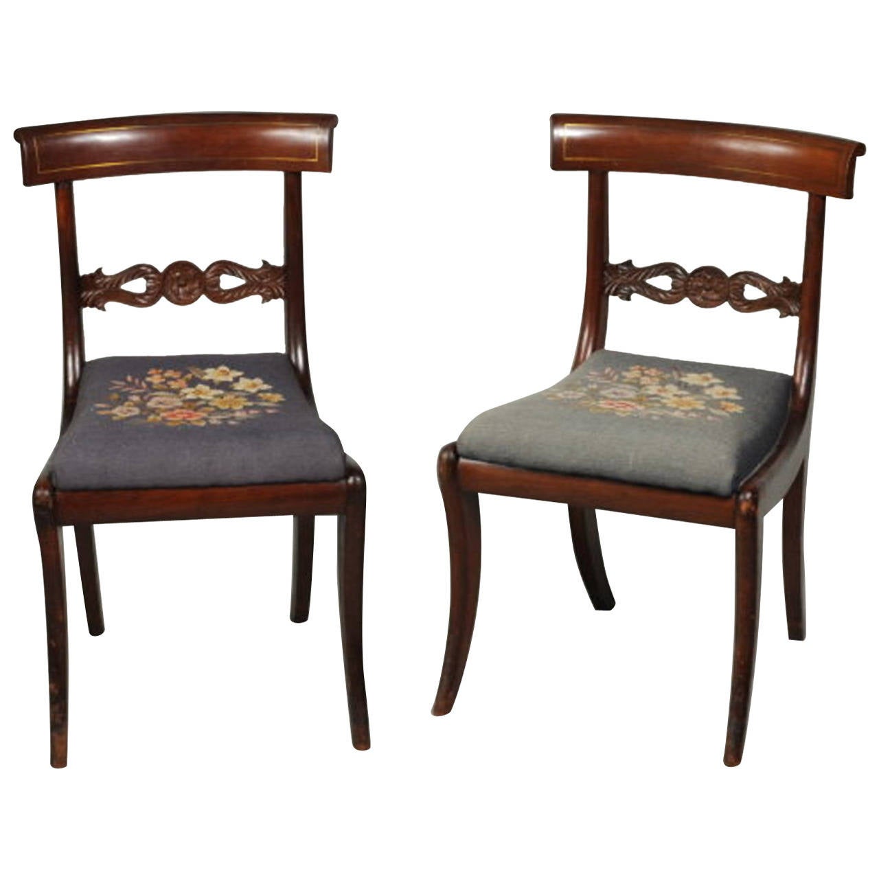 Pair of Classical Mahogany Side Chairs For Sale