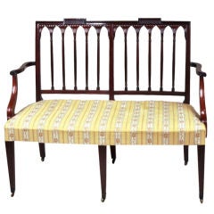 Antique Hepplewhite Style Carved Mahogany Two Chair Back Settee