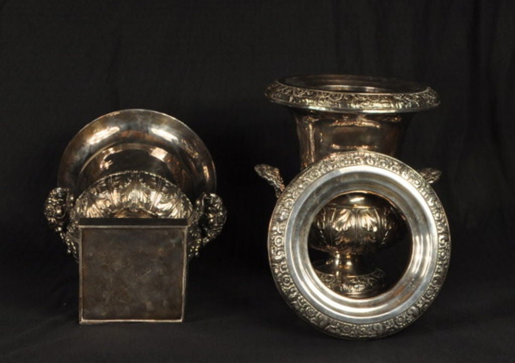 Pair Sheffield Silver Wine Coolers