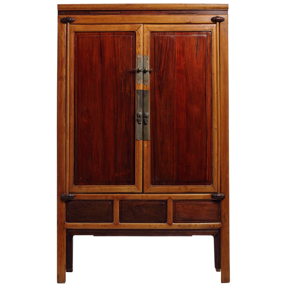 Antique Ningbo Elm and Cypress Wood Cabinet from China, 19th Century For Sale