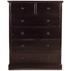 Large Dark Lacquered Elmwood Chest of Six Drawers from China, Late 20th Century