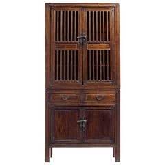 Antique Kitchen Cabinet with Fretwork Doors from the Late 19th Century, China