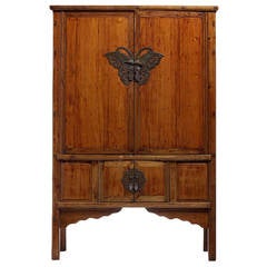 Antique Chinese Armoire Butterfly Hardware