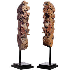 Pair of Antique Chinese Wood Carvings or Corbels