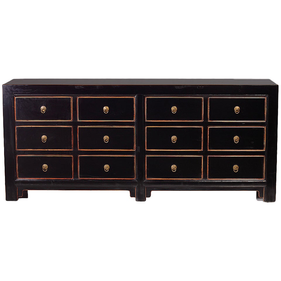 Antique Chinese Black Lacquered Sideboard