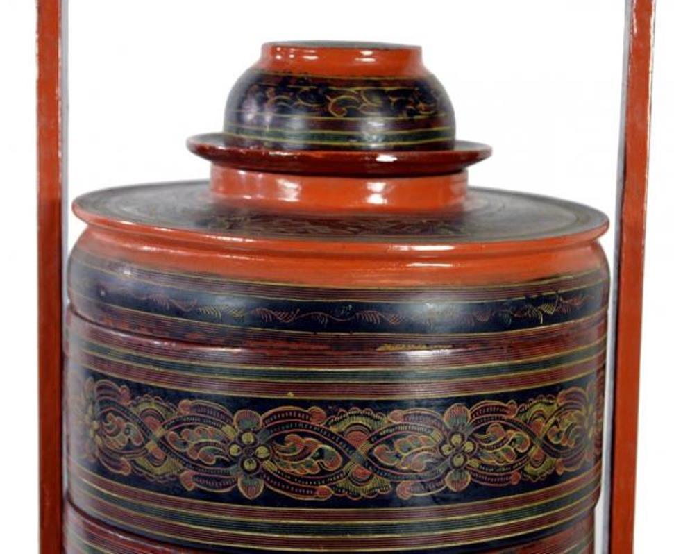 Four Tiered Lacquered Chinese Wedding Basket