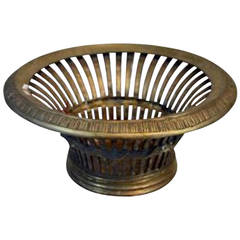 Vintage Silver Plated Bronze Openwork Venetian Basket from Thailand, 20th Century
