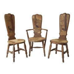 A set of Alsatian chairs- one arm and 2 side  chairs