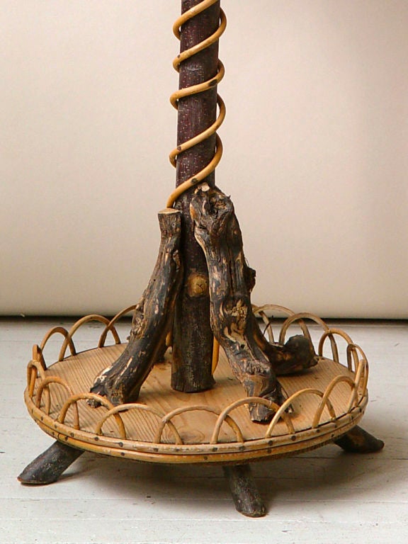 20th Century Twig and Wood Rustic Jardiniere, Oblong on a Pedestal Base Savoie For Sale