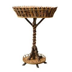 Twig and Wood Rustic Jardiniere, Oblong on a Pedestal Base Savoie