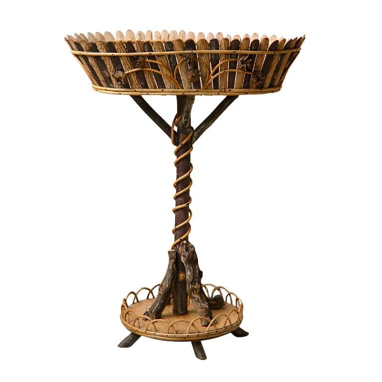 Twig and Wood Rustic Jardiniere, Oblong on a Pedestal Base Savoie For Sale