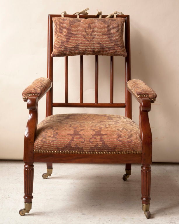 19th Century Regency style mahogany open back low library chair For Sale