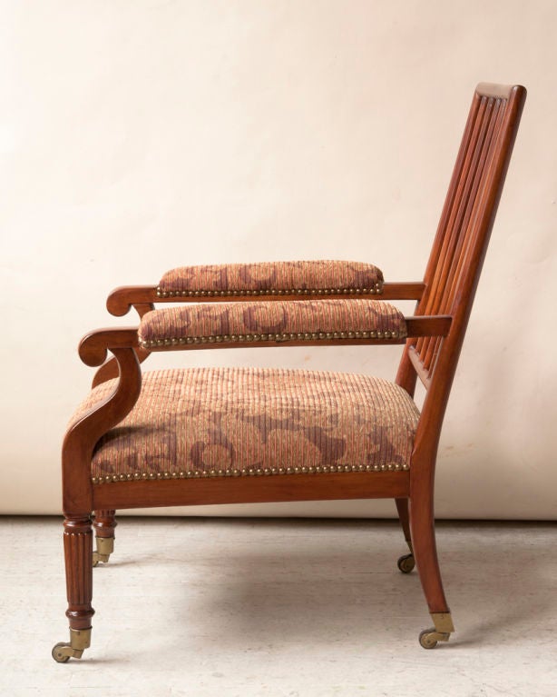 Regency style mahogany open back low library chair For Sale 1
