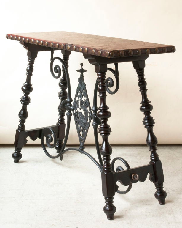 Renaissance style table, metal cross support with Pan figure 2