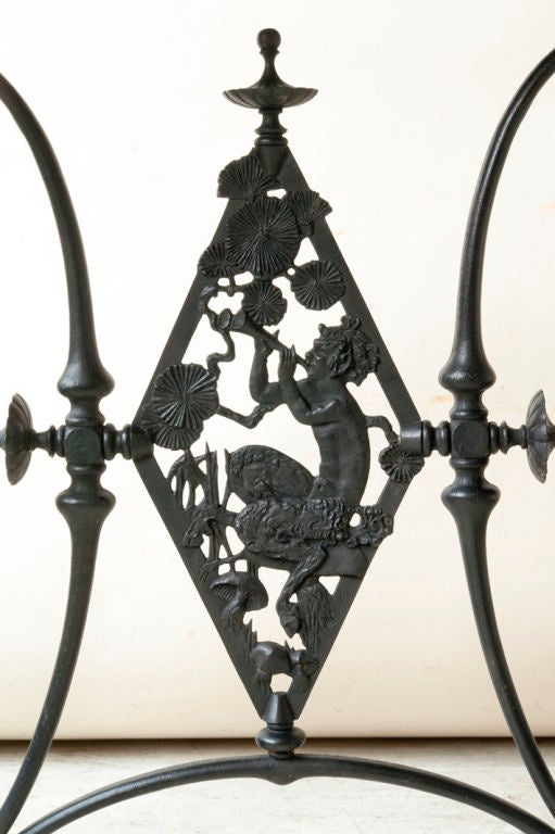 Renaissance style table, metal cross support with Pan figure 3
