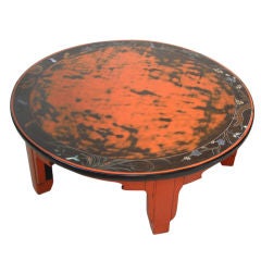 Japanese red and black round lacquer table