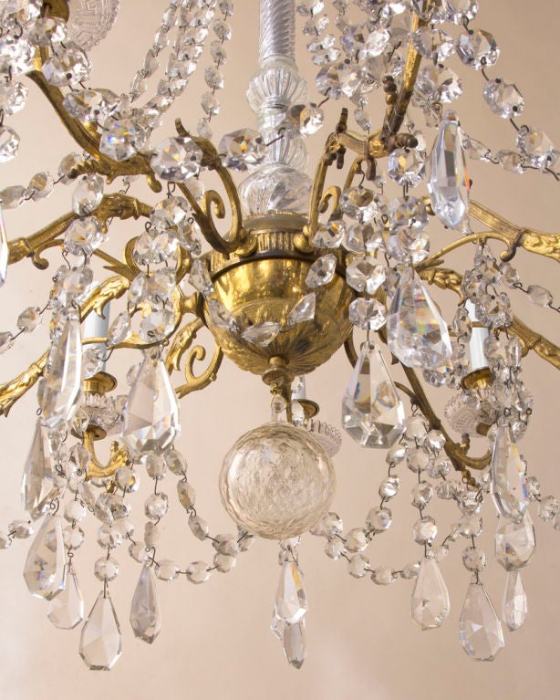 Ormolu Neo-classical style gilt bronze and crystal and glass chandelier