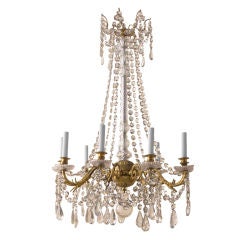 Neo-classical style gilt bronze and crystal and glass chandelier