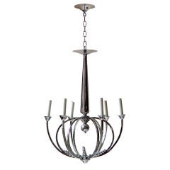 A French Art Deco style 6 arm chrome chandelier,, 5