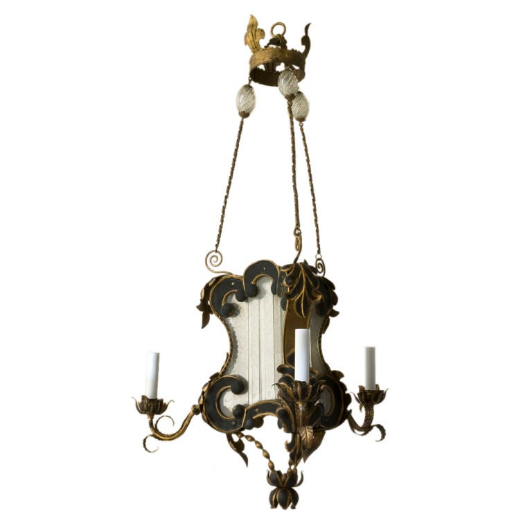 Baroque style triangular shaped lantern For Sale