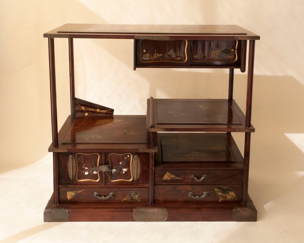 Japanese lacquer etagere