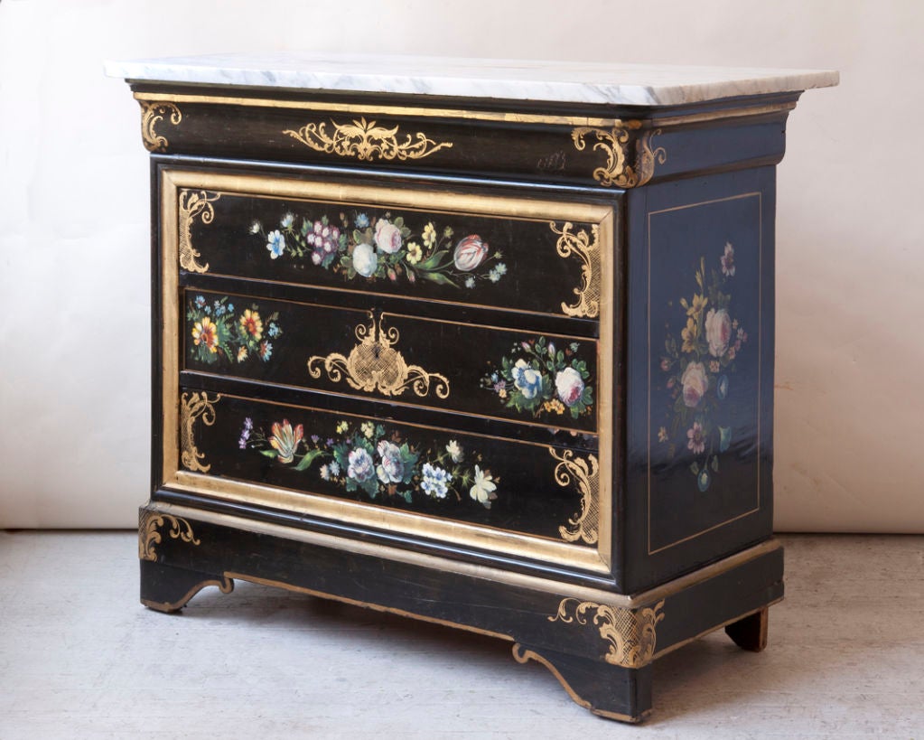 Napoleon III black lacquer commode
