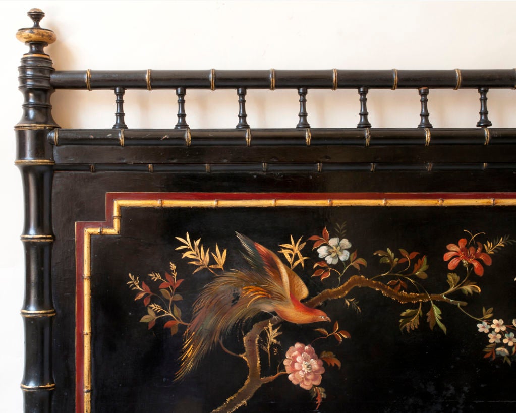 19th Century Napoleon III black lacquer bed For Sale
