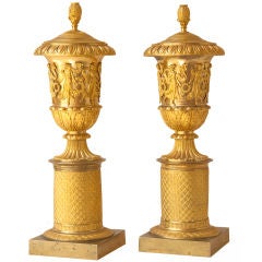 A fine pair of gilt bronze Empire / Charles X period cassoulets