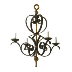Black and Partial Gilt Iron Chandelier