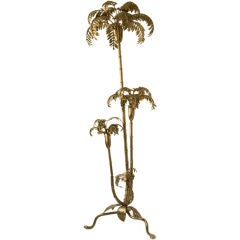 bronze and brass palm tree floor lamp