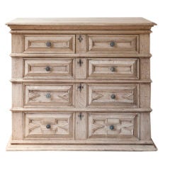 Jacobean style pickled oak chest of drawers