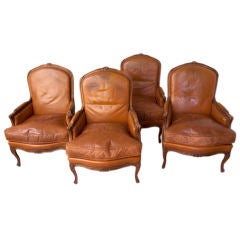 4 Louis XV style carved beechwood bergeres a la reine