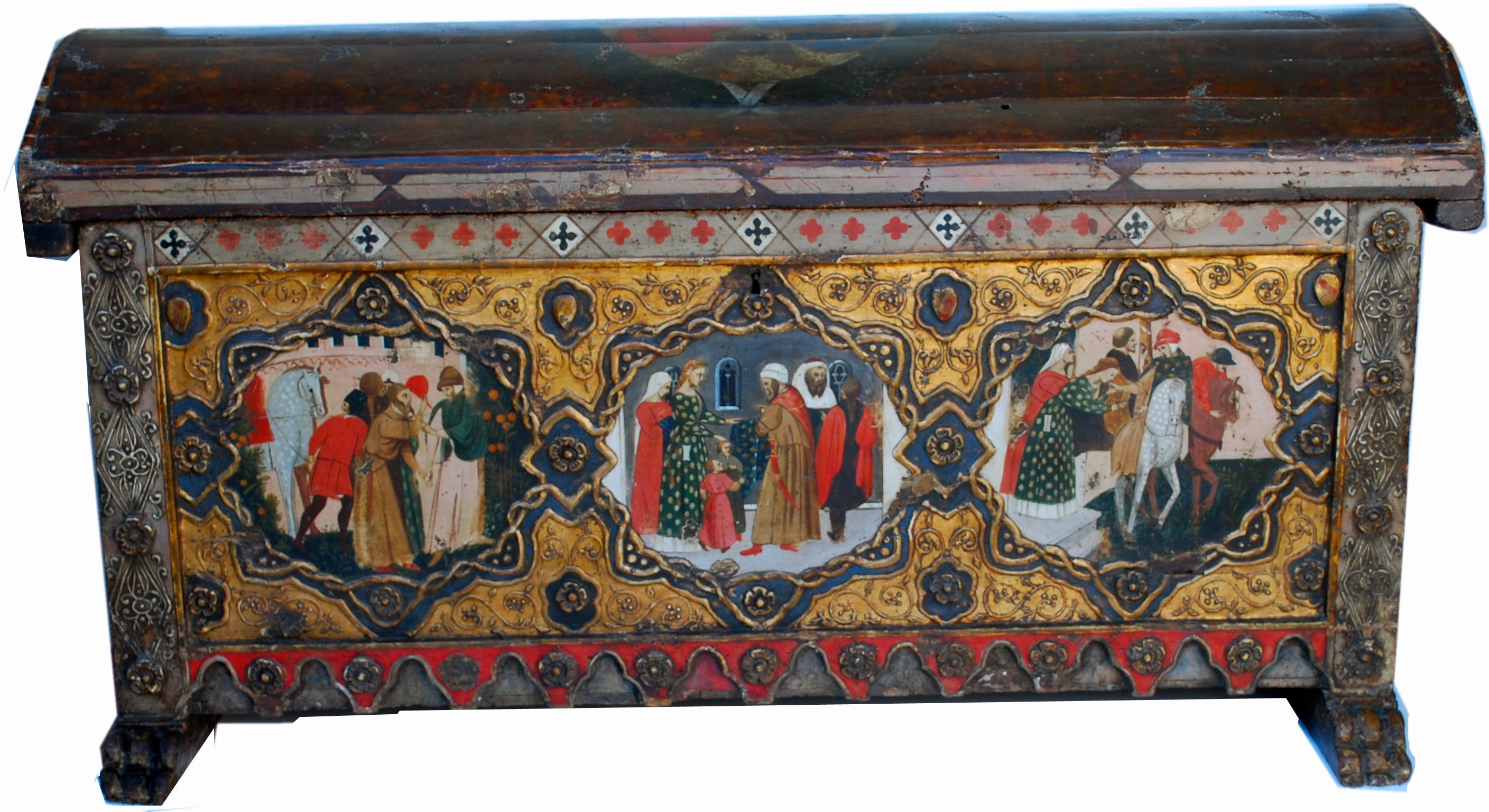 14th Century Italian Polychrome Cassone Florentine
