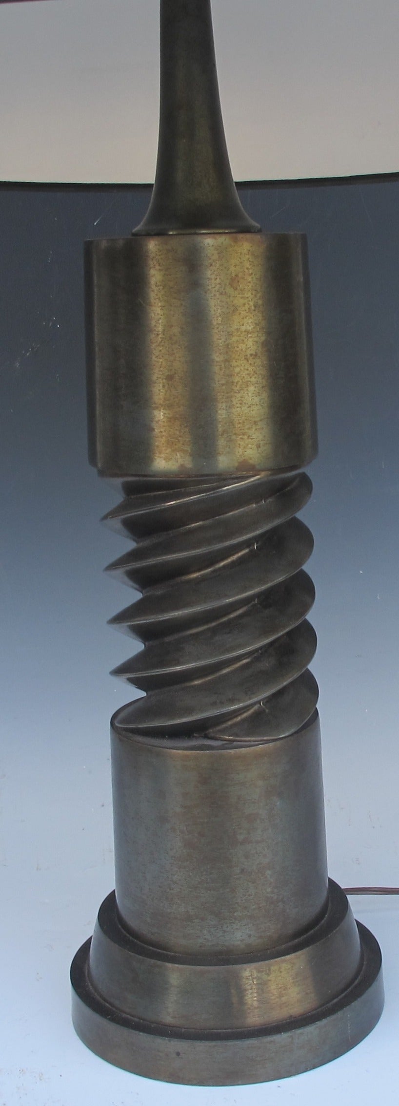 Metal Corkscrew Lamp In Excellent Condition In Montecito, CA