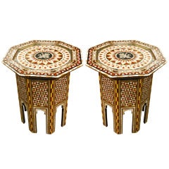Pair of Syrian Side Tables Mother of Pearl, Abalone Inlay