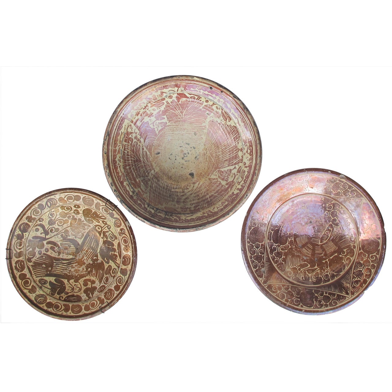 Three Large Late 17th Century Hispano-Moresque Chargers