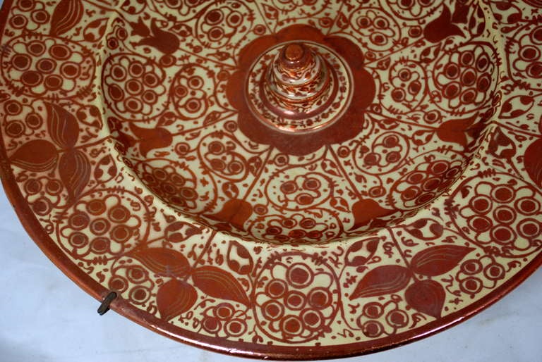Large Hispano Moresque Copper Lustre Charger 19th Century 1
