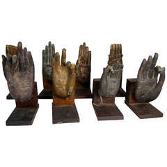 Collection of Bronze Buddha Hands (8) Likely 19th Century