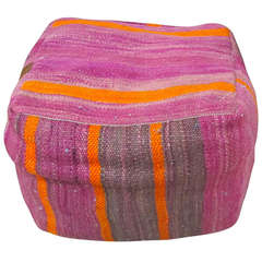 Vintage Kilim Pouf In Bright Colors