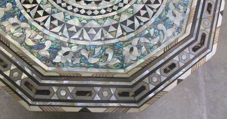 Stunning Pair of Mother of Pearl, Abalone Inlay Moroccan or Syrian Side Tables 2