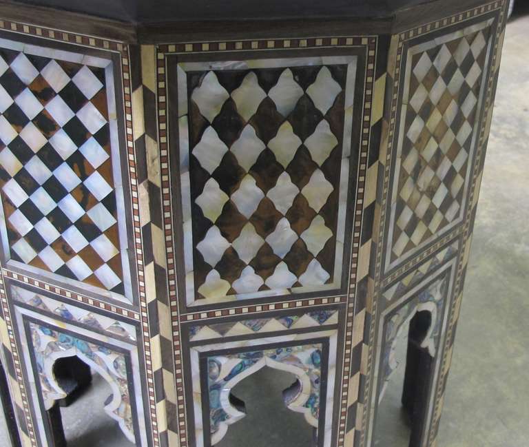 Stunning Pair of Mother of Pearl, Abalone Inlay Moroccan or Syrian Side Tables 1