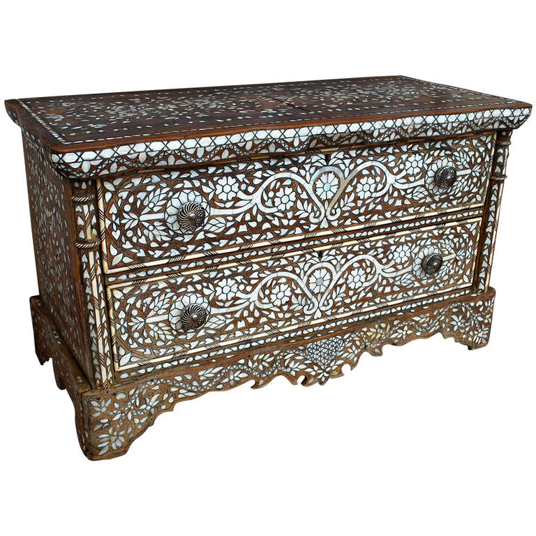 Wonderful 19th Century Syrian Mother Of Pearl Dresser Cabinet At