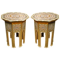 Fine Pair of Syrian Mother of Pearl Side Tables