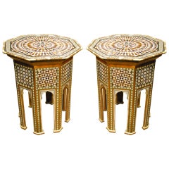 Fine Pair of Syrian Mother of Pearl Side Tables