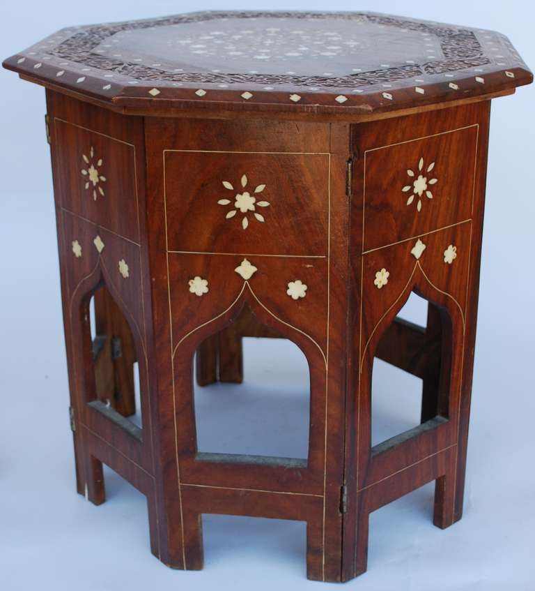 20th Century Anglo Indian Octagonal Tabouret Side Table with Bone Inlay