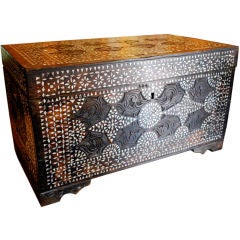 Antique 19th Century Anglo Indian Inlaid Mother of Pearl Chest