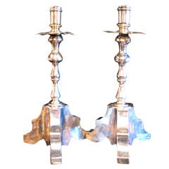Pair of 18th Century Spanish Colonial Silver Candlesticks
