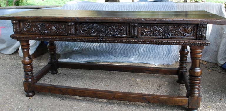Museum Quality 17th C Spanish Console Table Walnut In Good Condition In Montecito, CA